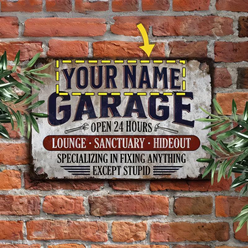 Workshop Tools With Name - Customizable Your Name Garage Vintage Metal