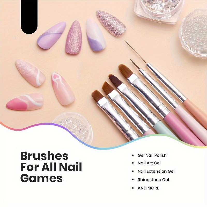 6pcs Nails Art Brushes Set Man - Chisel Set Wood ulasan dan harga