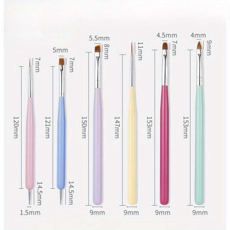 6pcs Nails Art Brushes Set Man - Chisel Set Wood ulasan dan harga