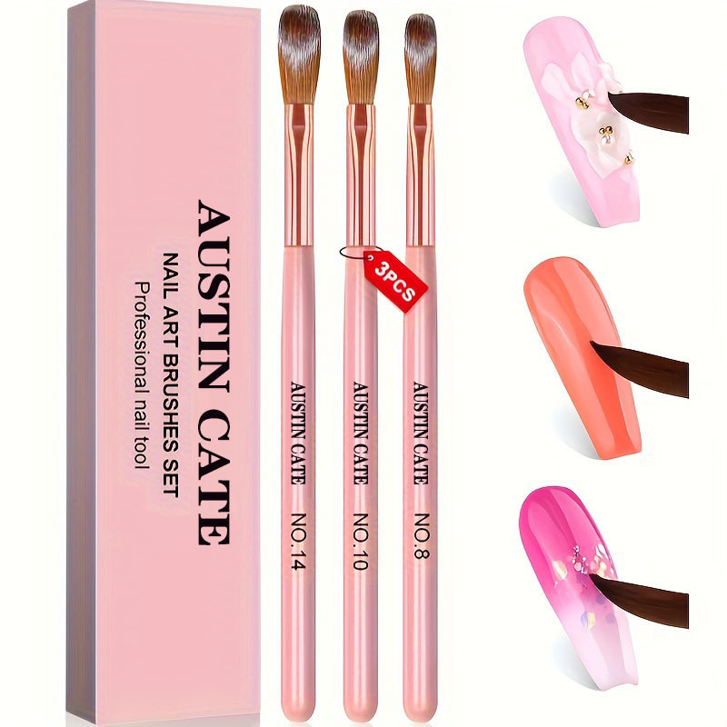 3pcs Kolinsky Acrylic Nail Bru - Chisel Set Wood ulasan dan harga