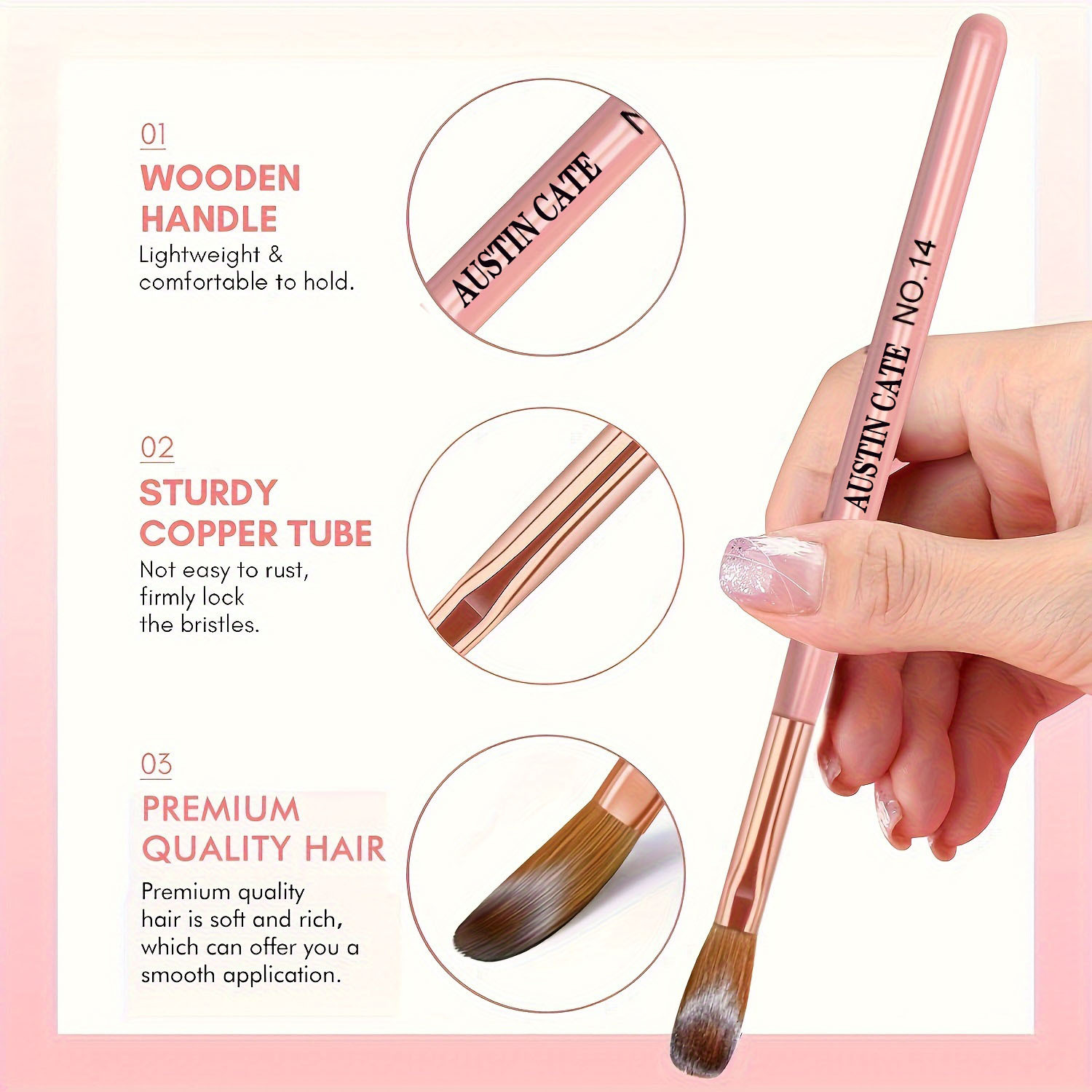 3pcs Kolinsky Acrylic Nail Bru - Chisel Set Wood ulasan dan harga