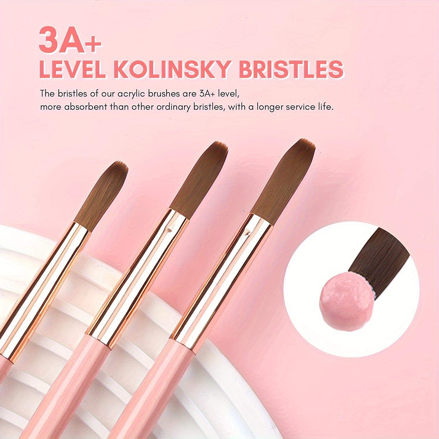 3pcs Kolinsky Acrylic Nail Bru - Chisel Set Wood ulasan dan harga