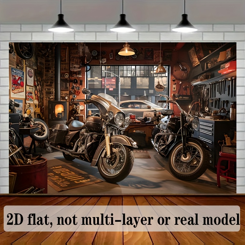 Motorcycle Garage Tapestry Cla - Workshop Tools Hanging ulasan dan harga